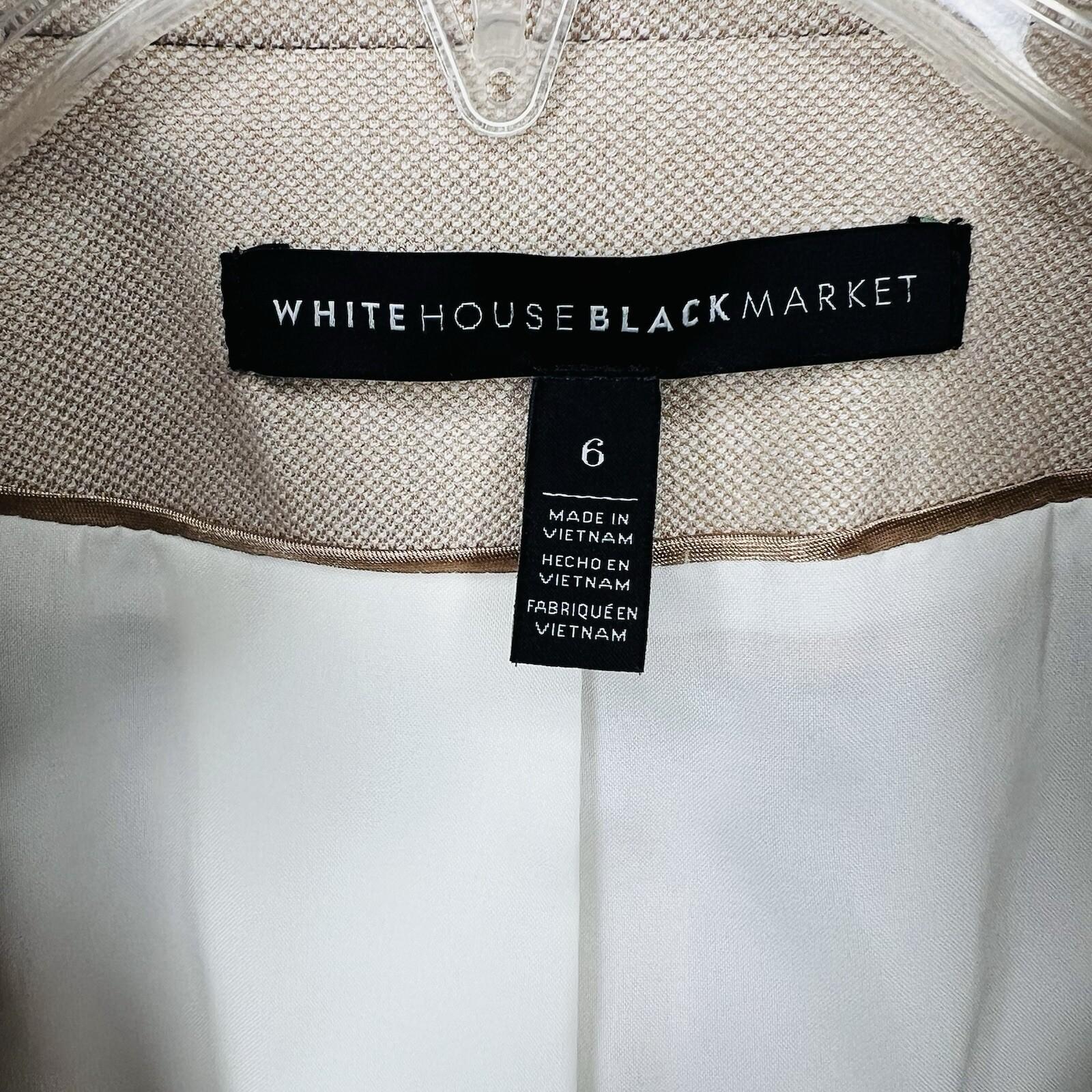 White House Black Market Rayon Stretch Blend Blazer Size 6 Beige Tier collar