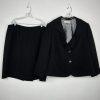 Tahari ASL Polyester Rayon Skirt Suit Size 22W Black Striped Ruffle Collar 2PC