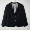 Tahari ASL Polyester Rayon Skirt Suit Size 22W Black Striped Ruffle Collar 2PC