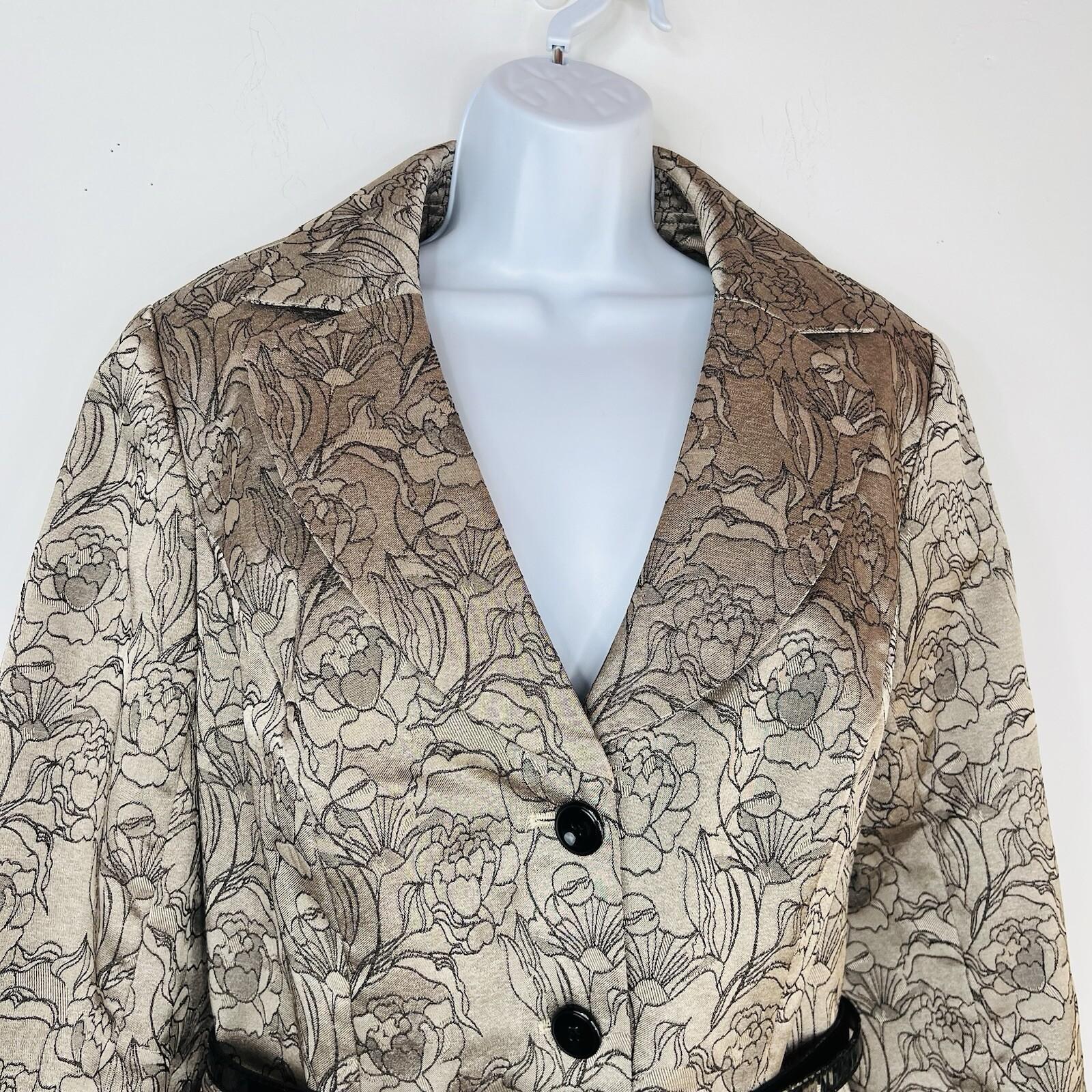 Sharagano Polyester Metallic Skirt Suit Size 16W Gray Floral Belted Cocktail 2PC