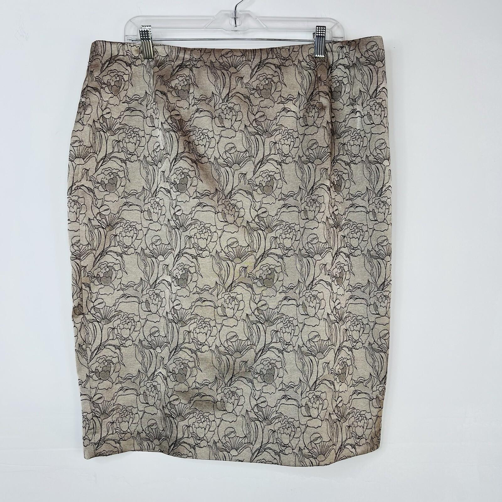 Sharagano Polyester Metallic Skirt Suit Size 16W Gray Floral Belted Cocktail 2PC