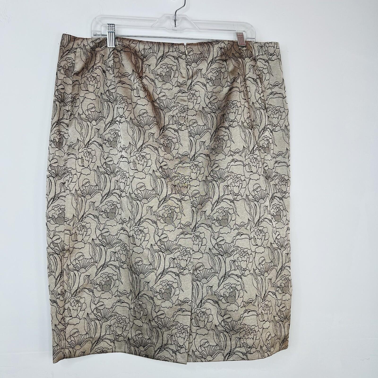 Sharagano Polyester Metallic Skirt Suit Size 16W Gray Floral Belted Cocktail 2PC