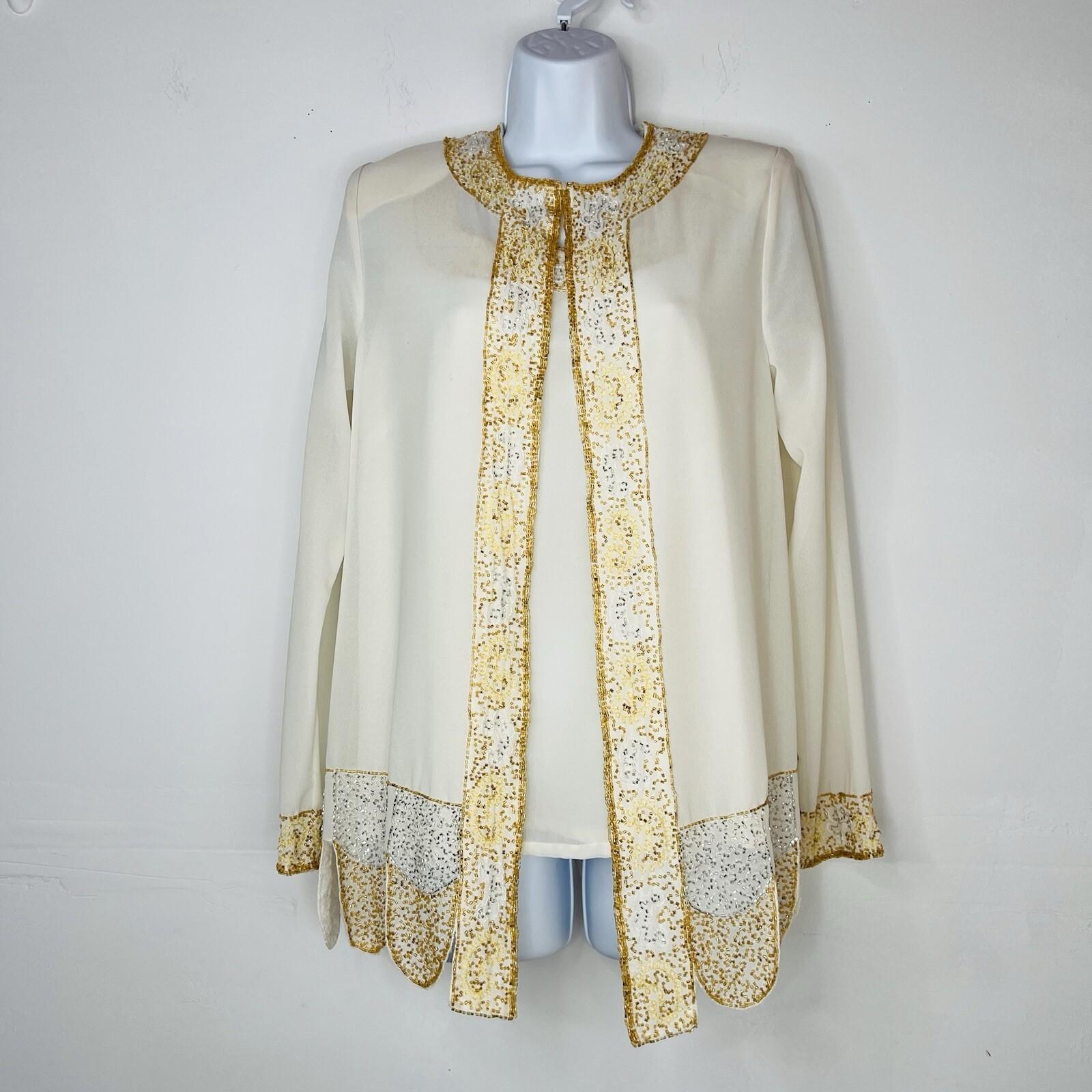 Midnight Velvet Semi Sheer Jacket Top Set S Beaded Embroidered Formal Glitzy
