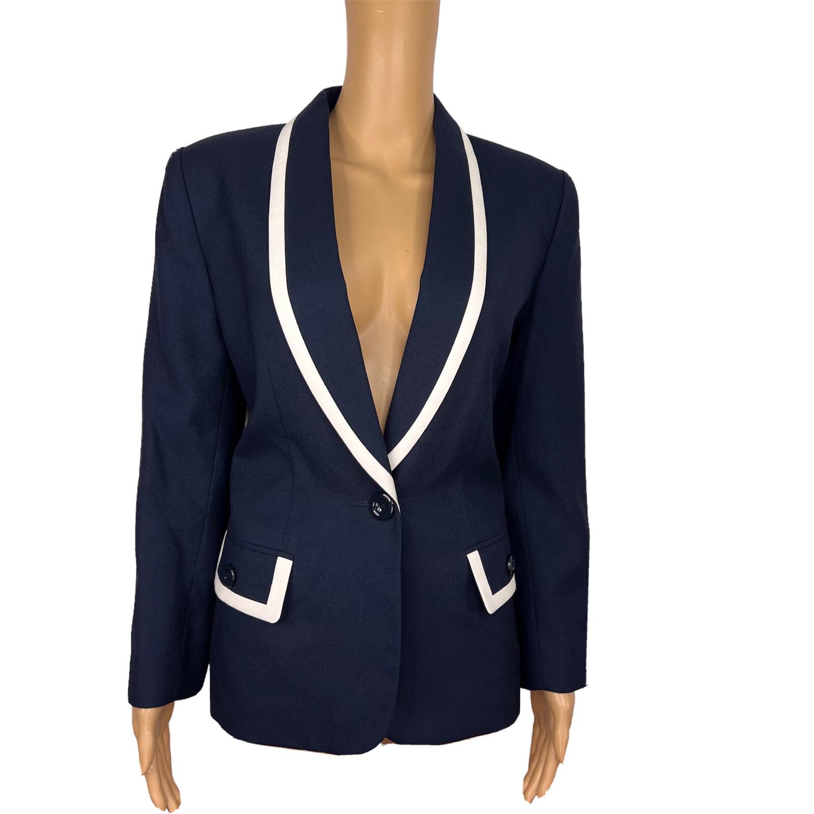 LE SUIT 1PC Navy Blue White Single Breasted Polyester Lined Blazer Size 8P