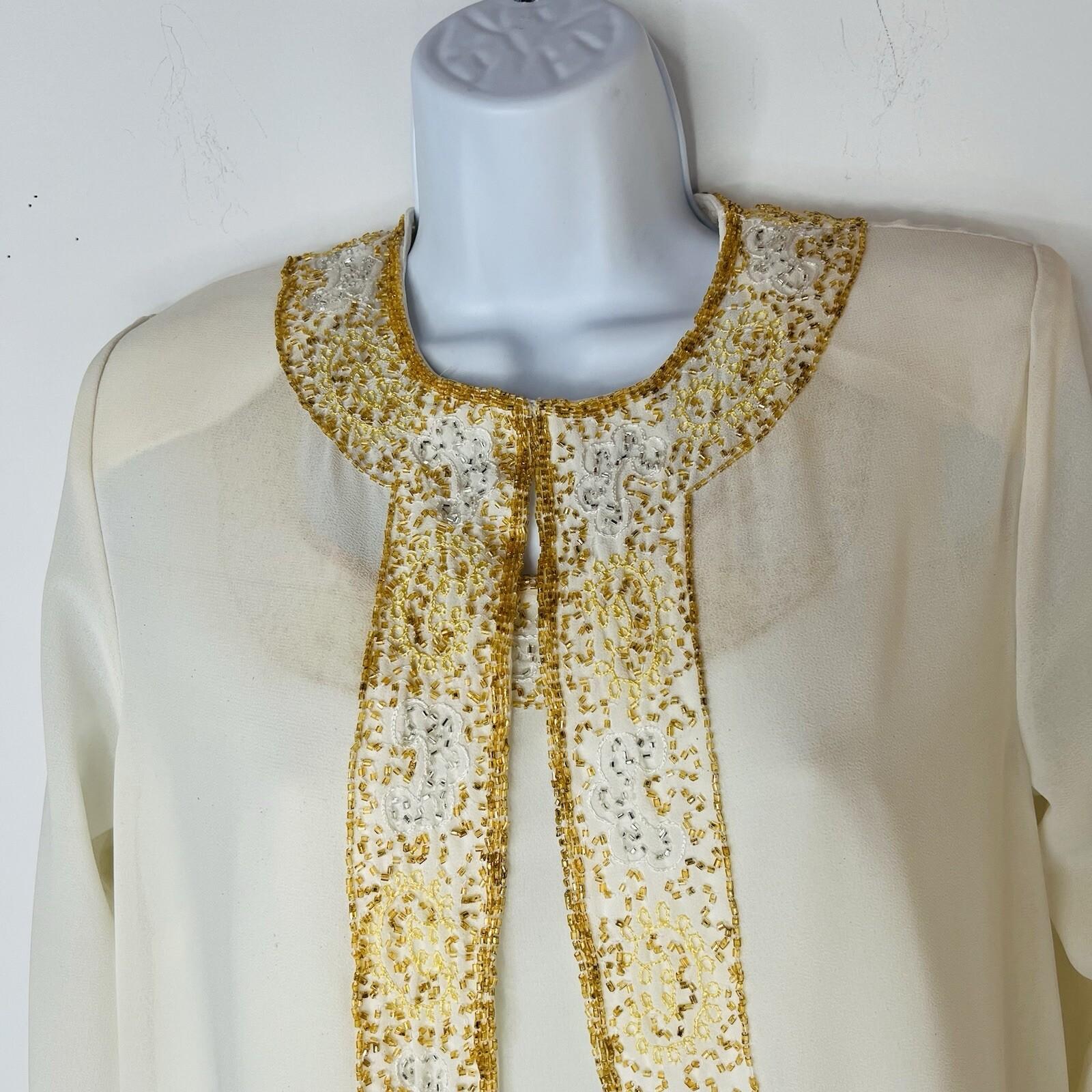 Midnight Velvet Semi Sheer Jacket Top Set S Beaded Embroidered Formal Glitzy