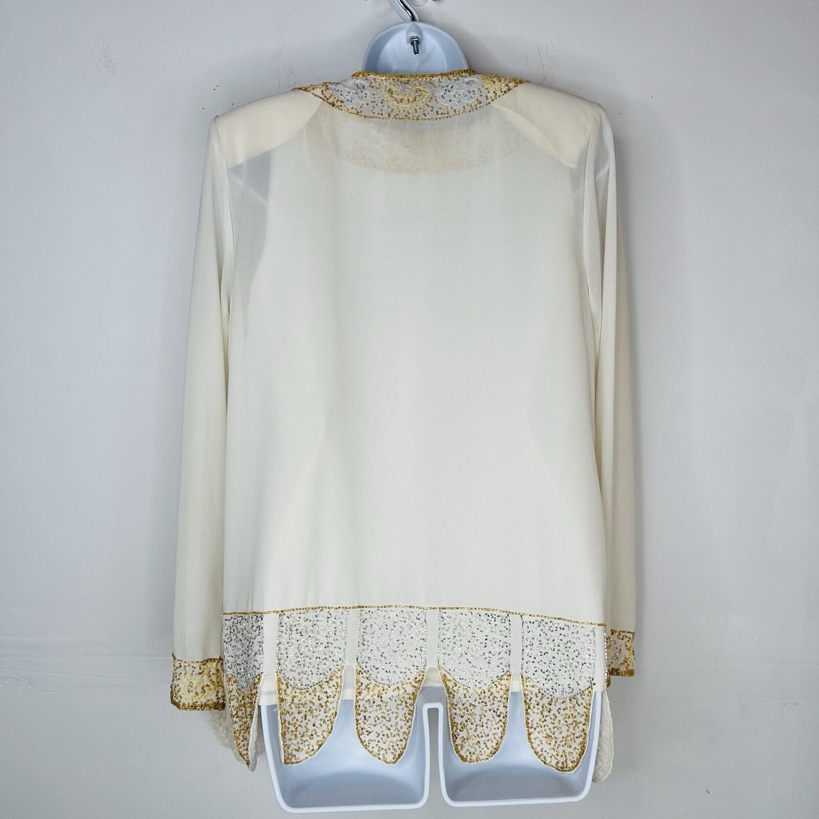 Midnight Velvet Semi Sheer Jacket Top Set S Beaded Embroidered Formal Glitzy
