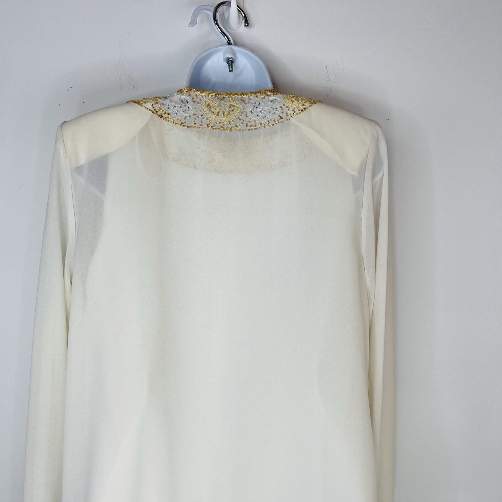 Midnight Velvet Semi Sheer Jacket Top Set S Beaded Embroidered Formal Glitzy