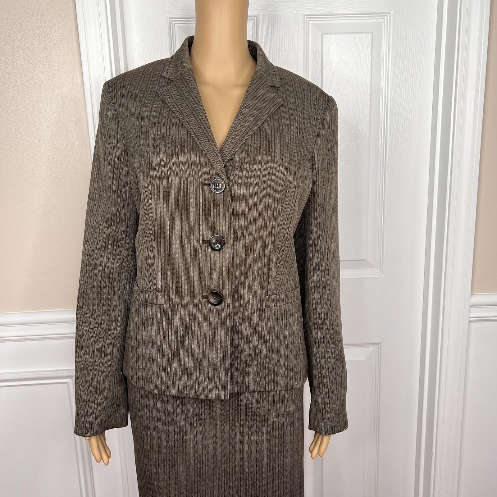 New EVAN PICONE Women 2PC Mocha Polyester Lined Skirt Suit Size 8 MSRP 0