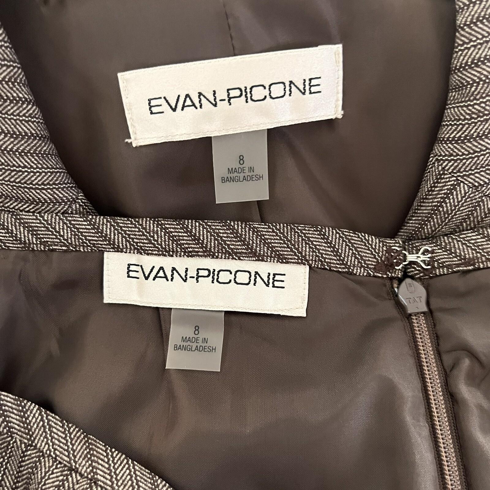 New EVAN PICONE Women 2PC Mocha Polyester Lined Skirt Suit Size 8 MSRP 0