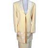 10-2115.jpg TANGO NITES Women 2PC Yellow Beaded Polyester Acetate Skirt Suit Size 12