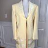 10-2117.jpg TANGO NITES Women 2PC Yellow Beaded Polyester Acetate Skirt Suit Size 12