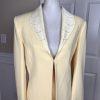10-2118.jpg TANGO NITES Women 2PC Yellow Beaded Polyester Acetate Skirt Suit Size 12