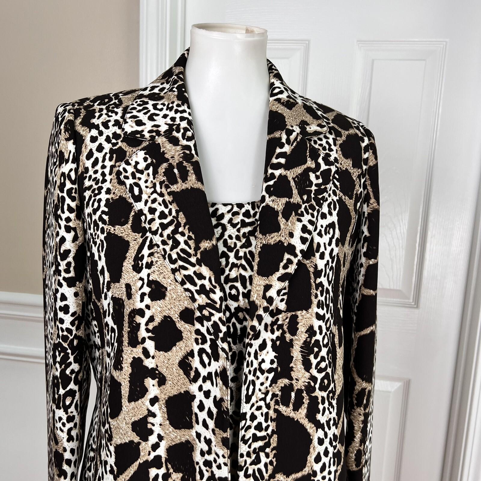 KASPER 2PC Multicolor Animal Print Polyester Lined Open Front Blazer Set Size 6