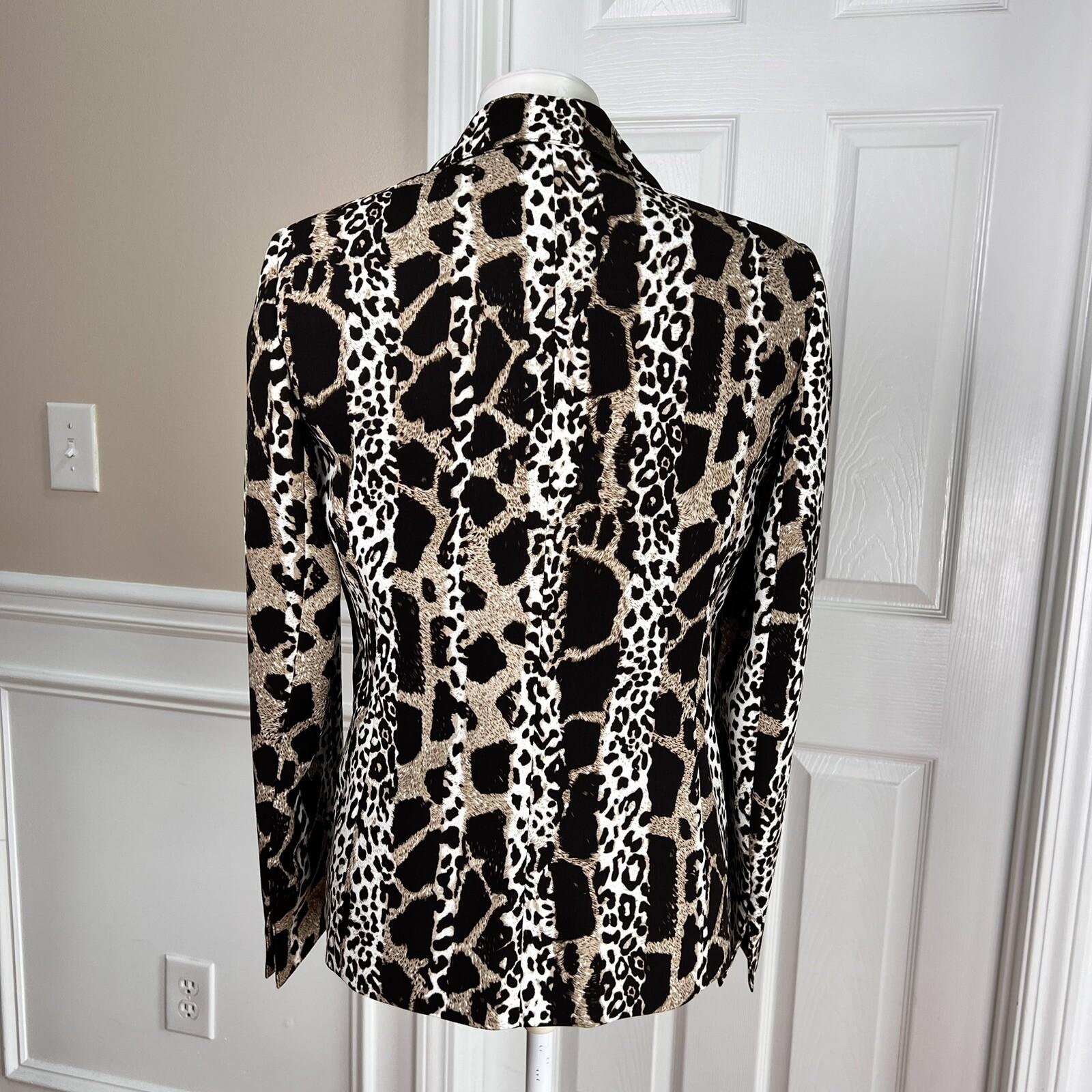 KASPER 2PC Multicolor Animal Print Polyester Lined Open Front Blazer Set Size 6