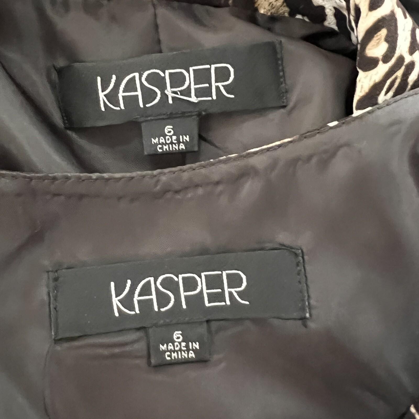 KASPER 2PC Multicolor Animal Print Polyester Lined Open Front Blazer Set Size 6
