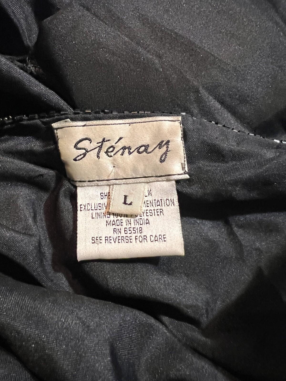 10-2139.jpg STENAY Women Silk Black Beaded Evening Cardigan Size L
