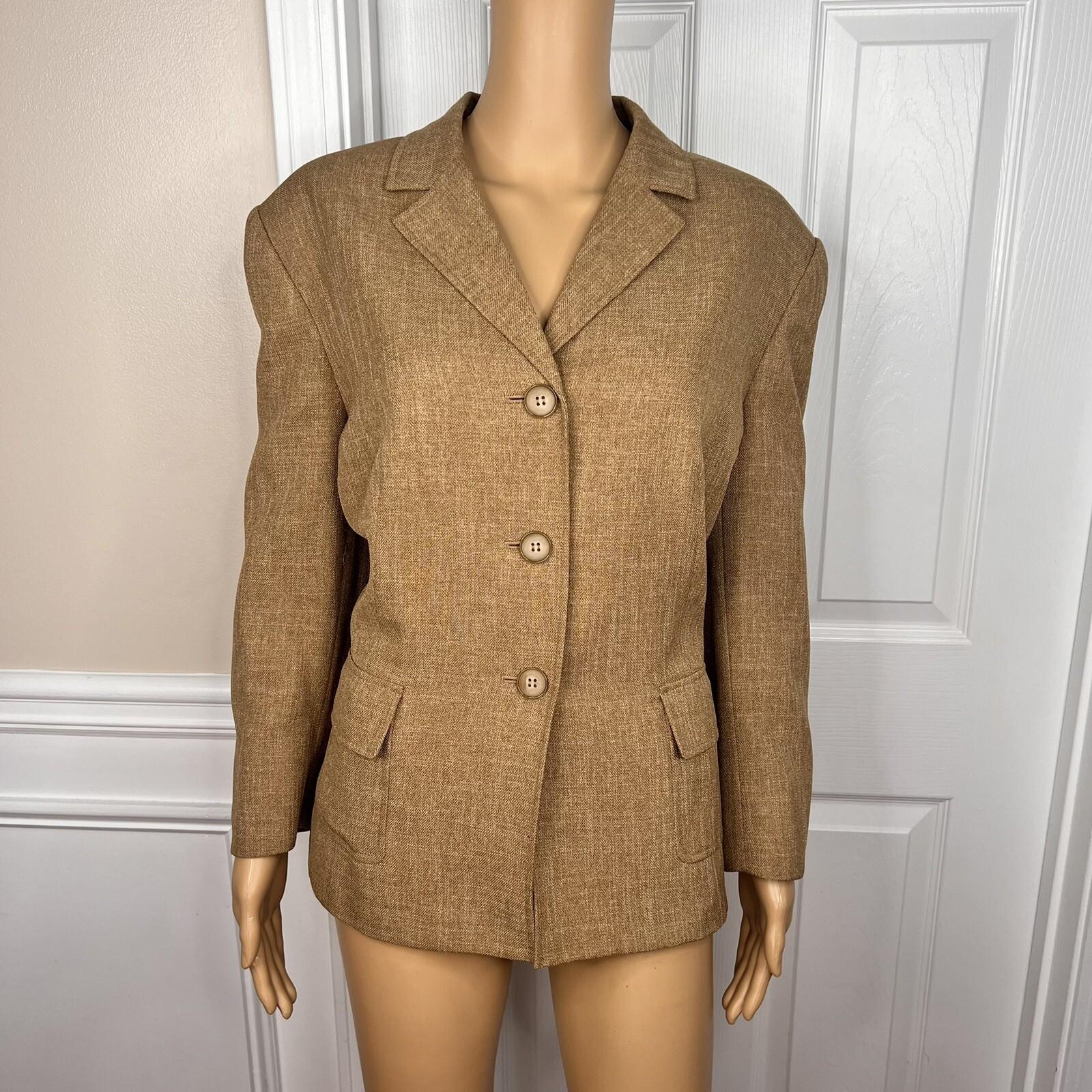 Le Suit Polyester Pant Suit Size 18 Caramel Lined 2 Piece Notch Collar