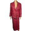 Styleworks Leather Skirt 10 Suit 8 Red Vintage Lined Single Breasted Women 2 pc