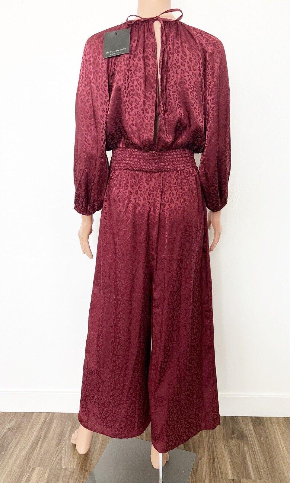 New MARC NEW YORK  Rhumba Red Satin Like Polyester Tie back Jumpsuit Size XL