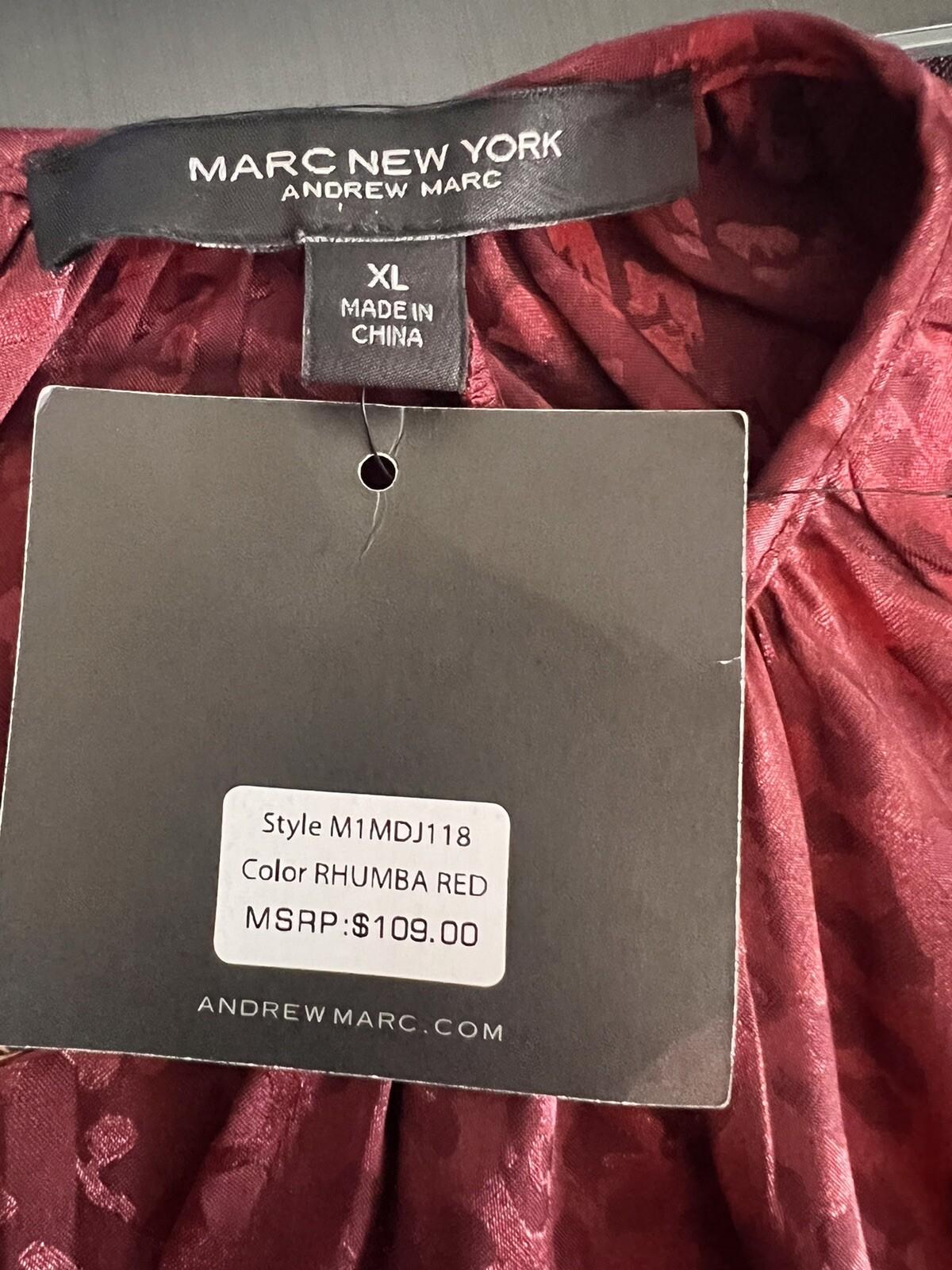 New MARC NEW YORK  Rhumba Red Satin Like Polyester Tie back Jumpsuit Size XL