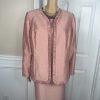 Kasper Polyester Rayon Nylon Skirt Suit Top 14W Salmon Open Front Lined 3PC