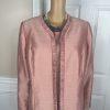 Kasper Polyester Rayon Nylon Skirt Suit Top 14W Salmon Open Front Lined 3PC