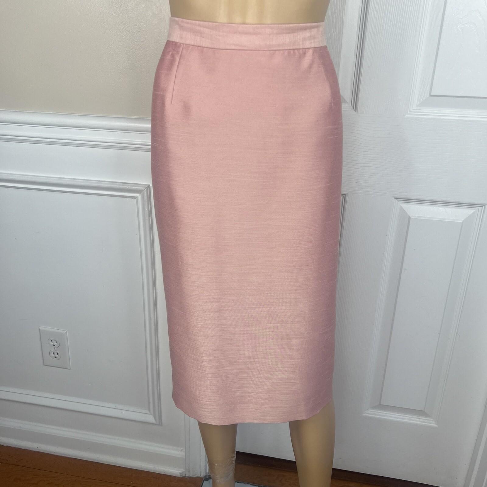 Kasper Polyester Rayon Nylon Skirt Suit Top 14W Salmon Open Front Lined 3PC