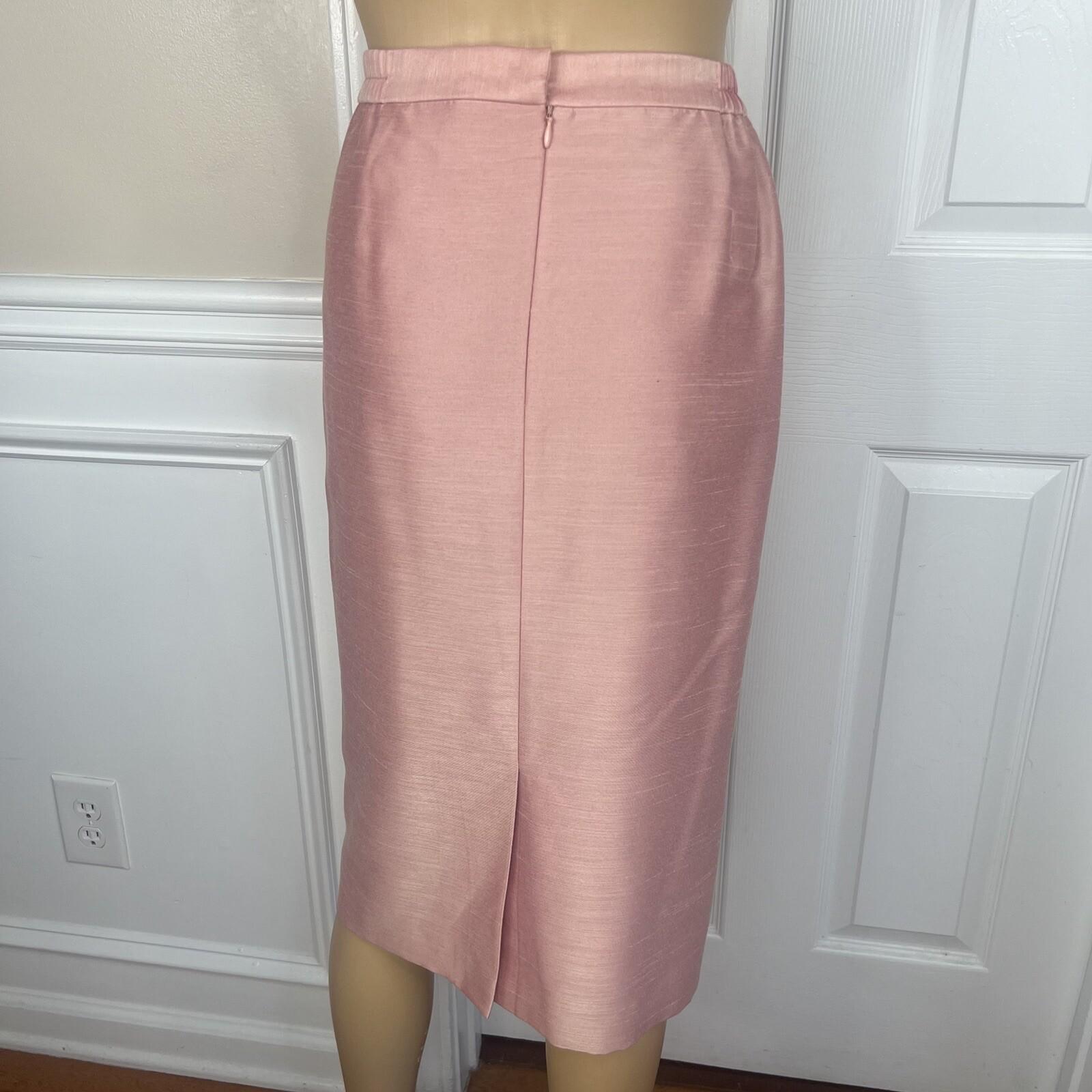 Kasper Polyester Rayon Nylon Skirt Suit Top 14W Salmon Open Front Lined 3PC