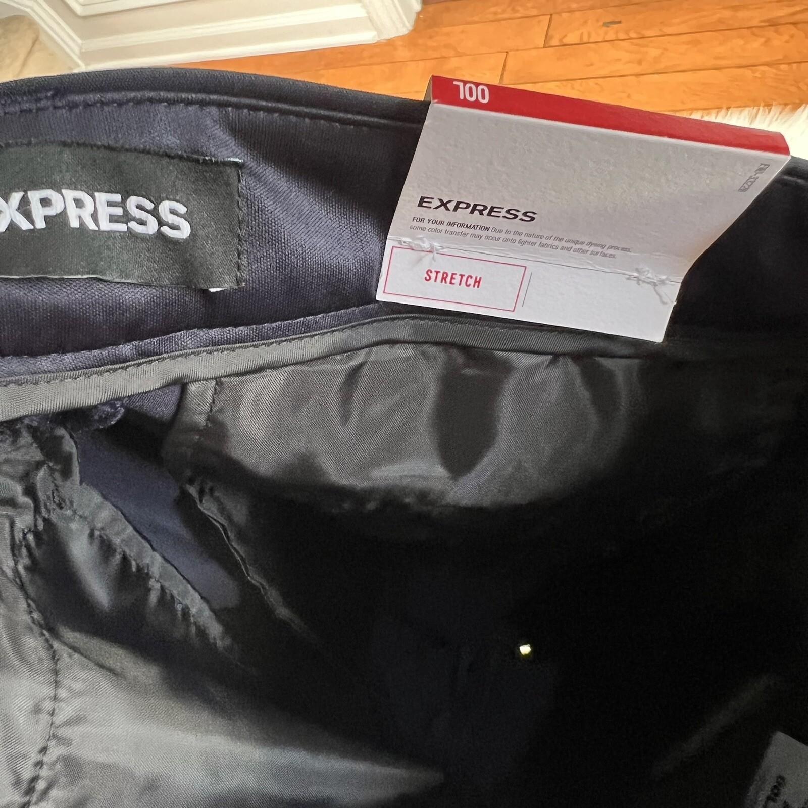 New EXPRESS Navy Blue Ankle Mid Rise Cotton Spandex Career Dress Pants Size 00L