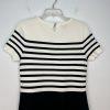 Talbots Knit Fit Flare Dress Size M Black White Striped Short Sleeve Cocktail