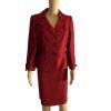 Kasper Polyester Rayon Skirt Suit 10P Red Shawl Collar Single Breasted Lined 2PC