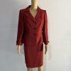 Kasper Polyester Rayon Skirt Suit 10P Red Shawl Collar Single Breasted Lined 2PC