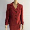 Kasper Polyester Rayon Skirt Suit 10P Red Shawl Collar Single Breasted Lined 2PC