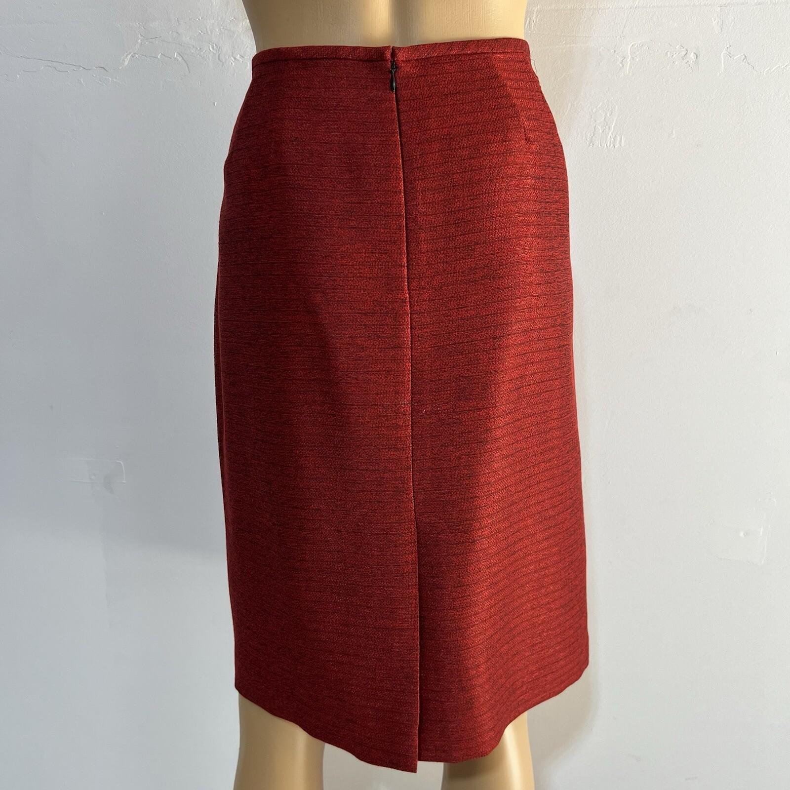Kasper Polyester Rayon Skirt Suit 10P Red Shawl Collar Single Breasted Lined 2PC