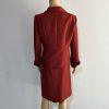 Kasper Polyester Rayon Skirt Suit 10P Red Shawl Collar Single Breasted Lined 2PC