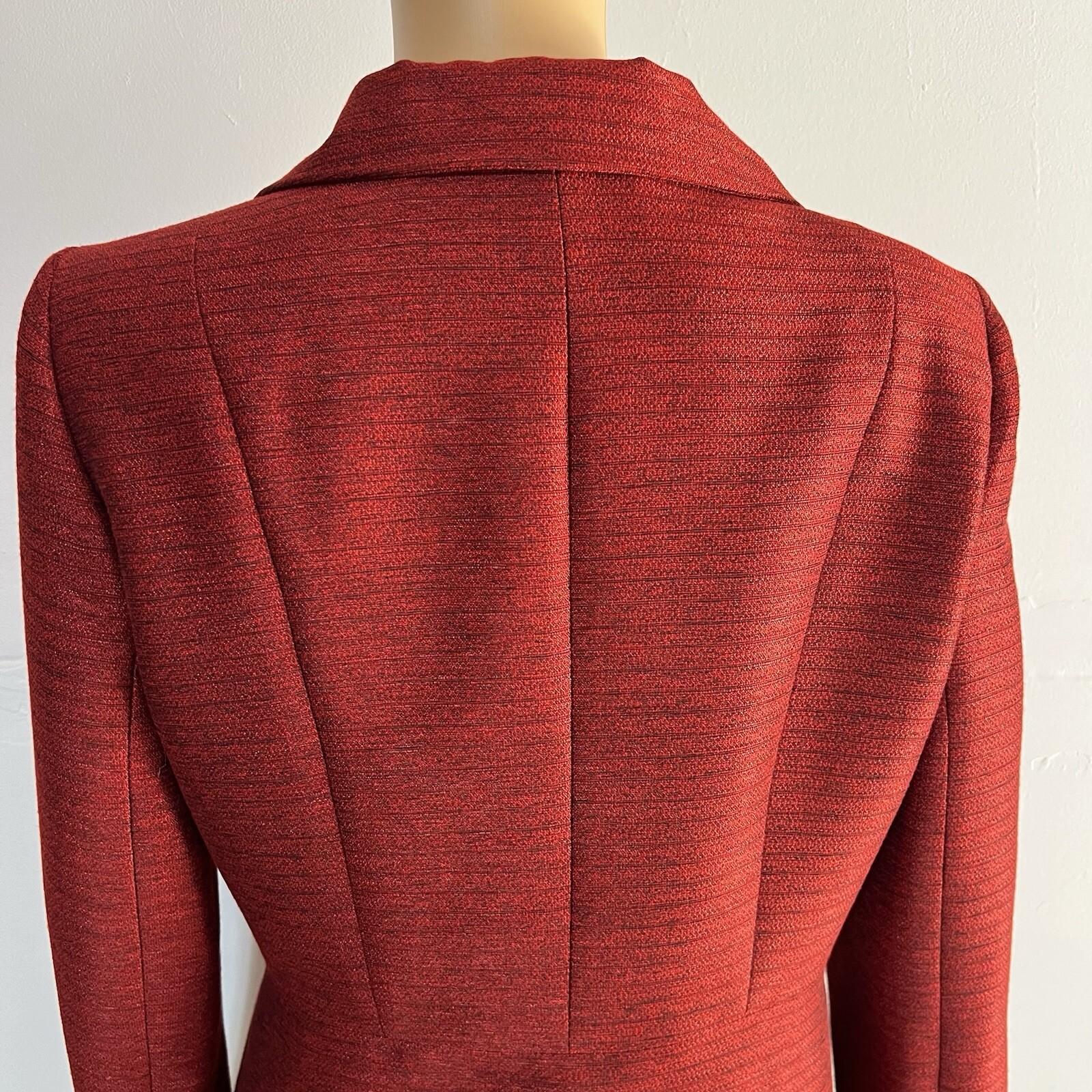 Kasper Polyester Rayon Skirt Suit 10P Red Shawl Collar Single Breasted Lined 2PC