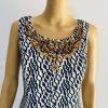 Anthropologie Moulinette Soeurs Polyester Rayon Dress Size 6 Navy White Beaded