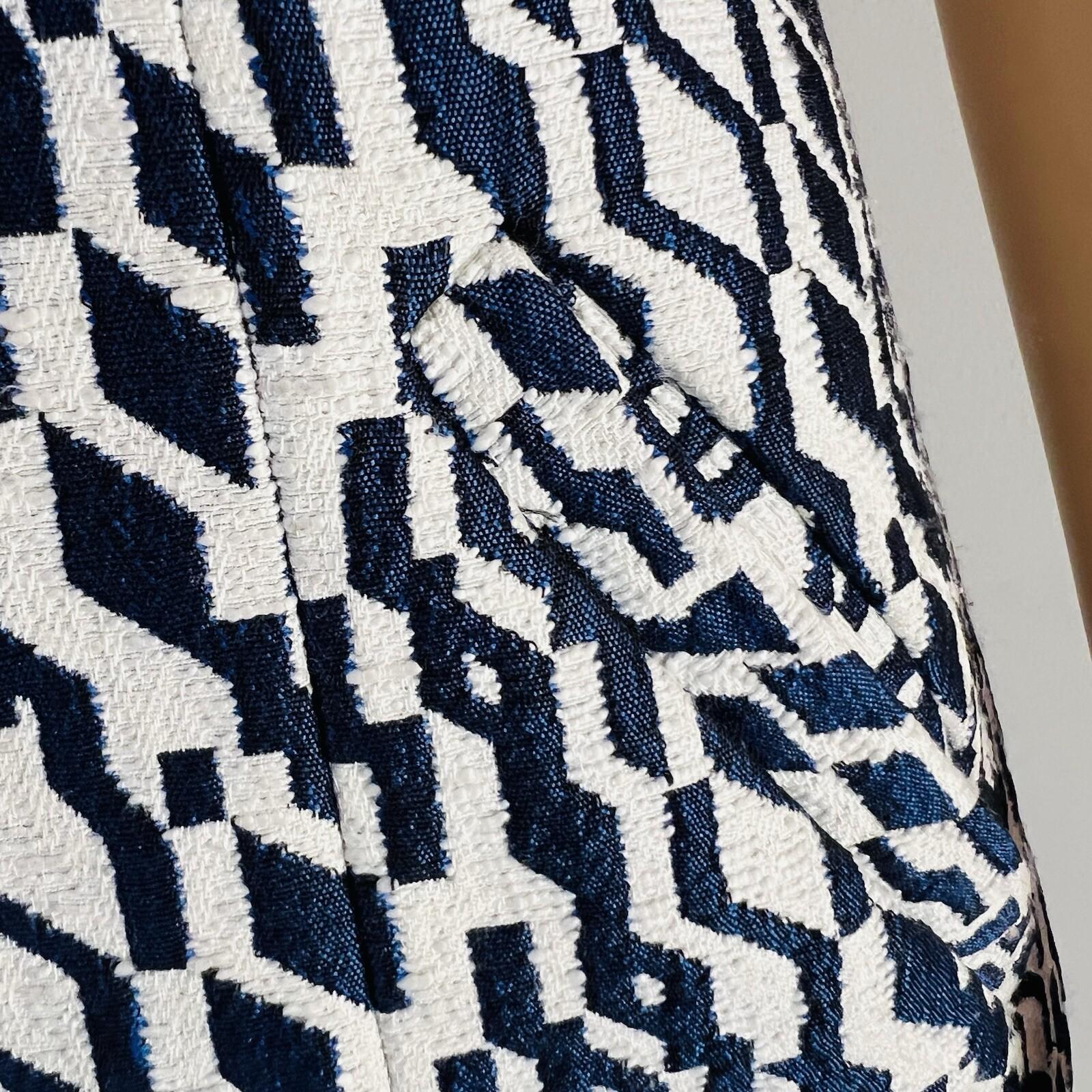 Anthropologie Moulinette Soeurs Polyester Rayon Dress Size 6 Navy White Beaded