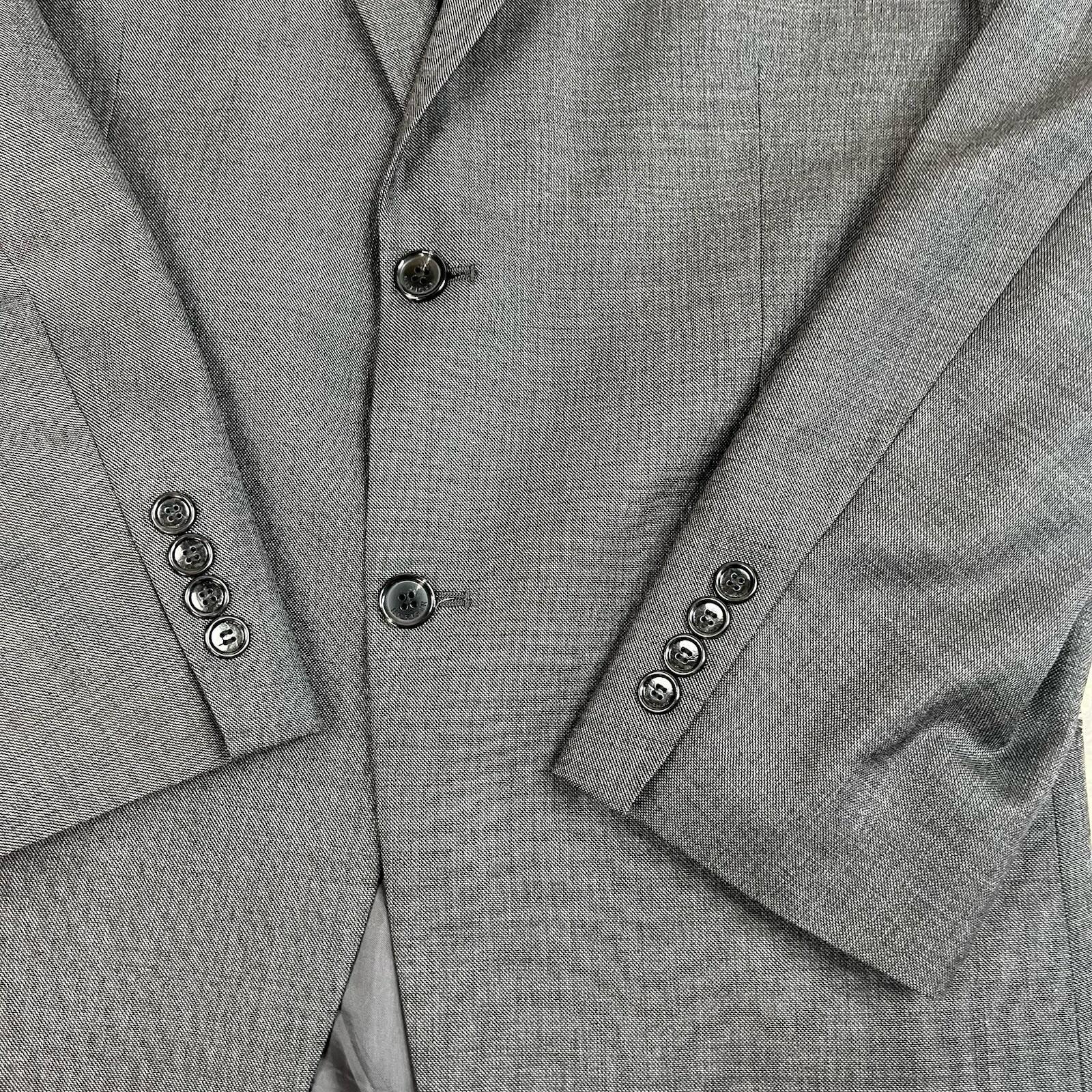 Jones New York Men Wool Suit 40R Pants 36x29.5 Dark Gray Single Breasted 2PC