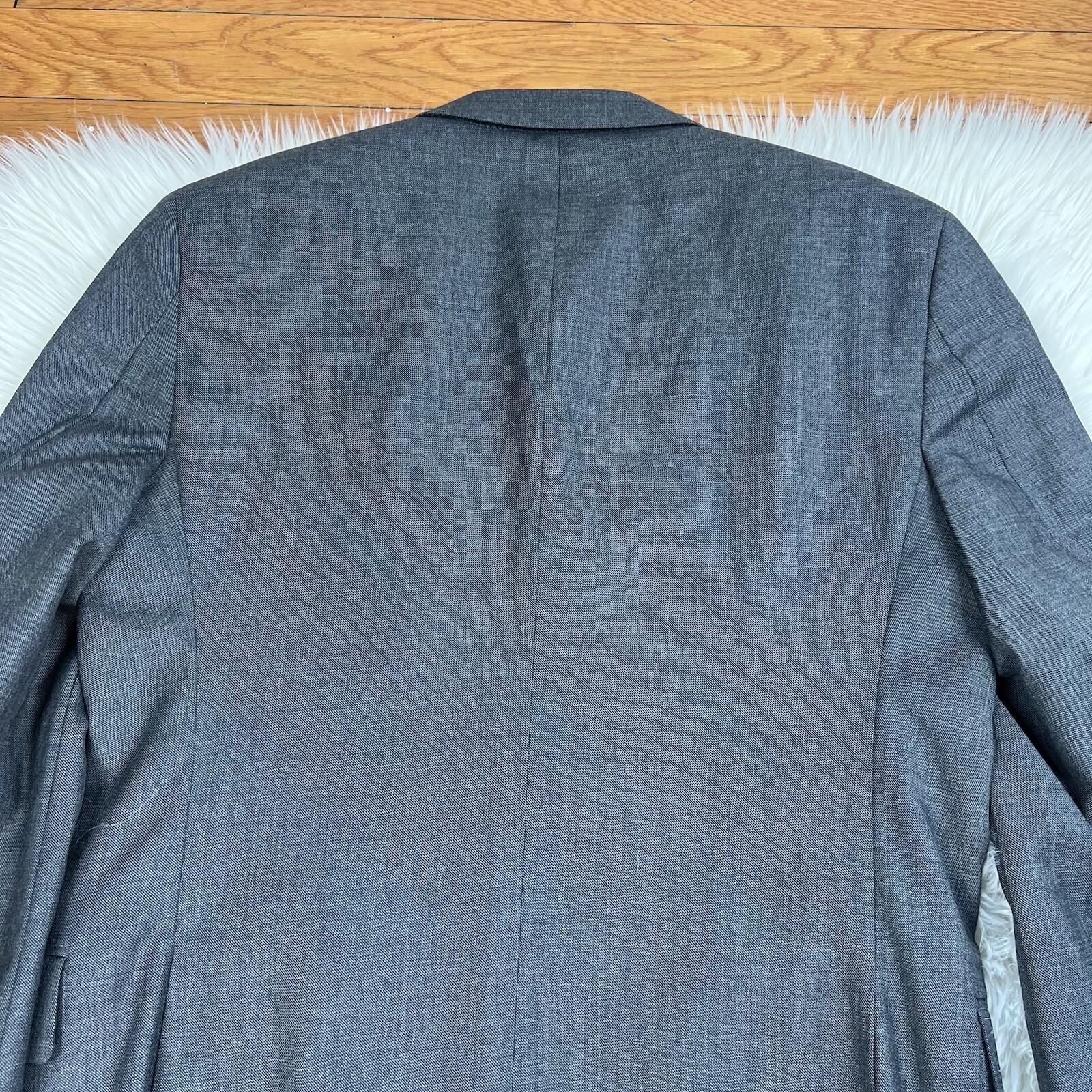 Jones New York Men Wool Suit 40R Pants 36x29.5 Dark Gray Single Breasted 2PC
