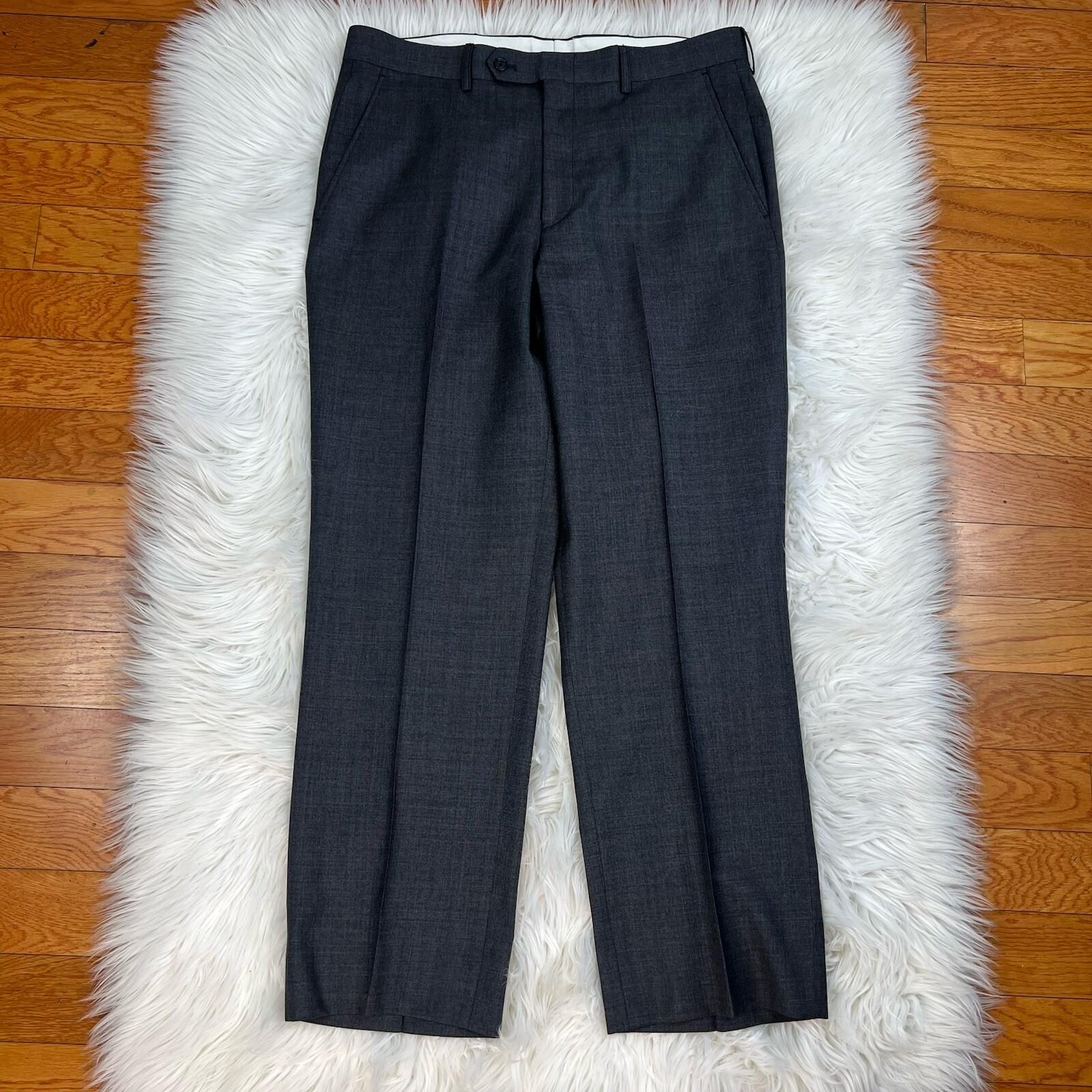 Jones New York Men Wool Suit 40R Pants 36x29.5 Dark Gray Single Breasted 2PC