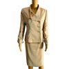 Le Suit Polyester Skirt Suit Size 8 Champagne Lined Shawl Collar Wrap 2PC New