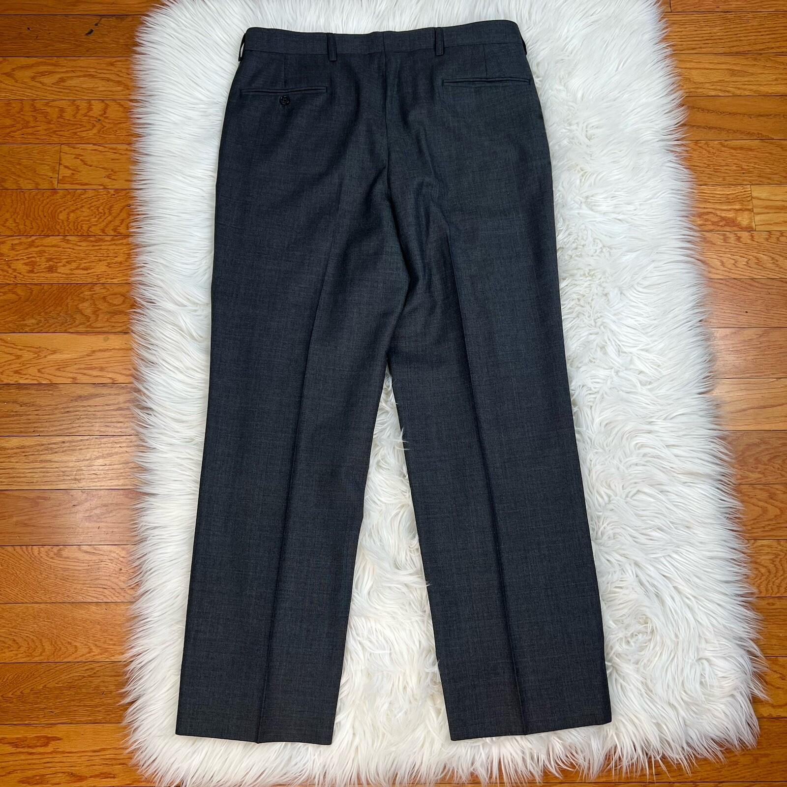 Jones New York Men Wool Suit 40R Pants 36x29.5 Dark Gray Single Breasted 2PC