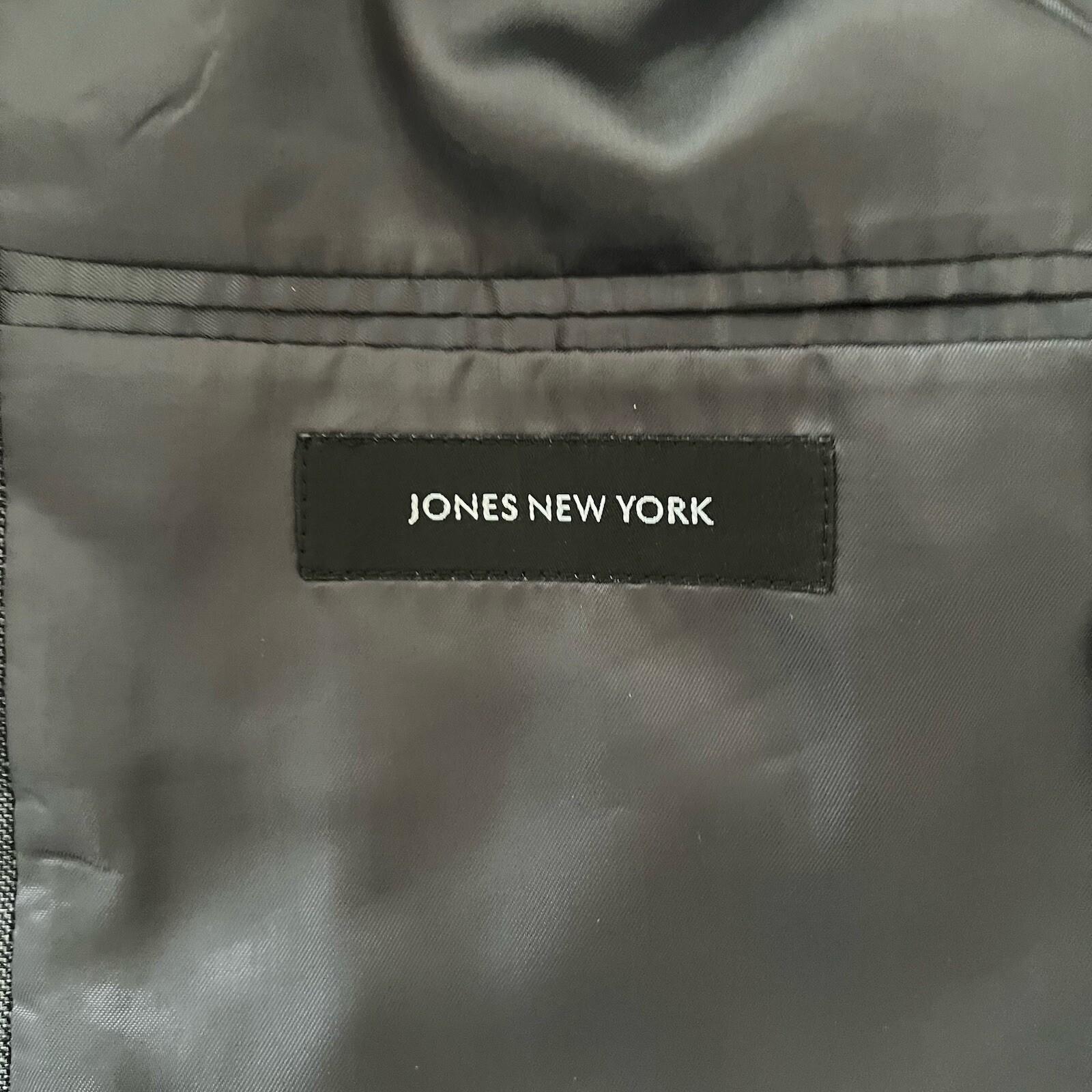 Jones New York Men Wool Suit 40R Pants 36x29.5 Dark Gray Single Breasted 2PC