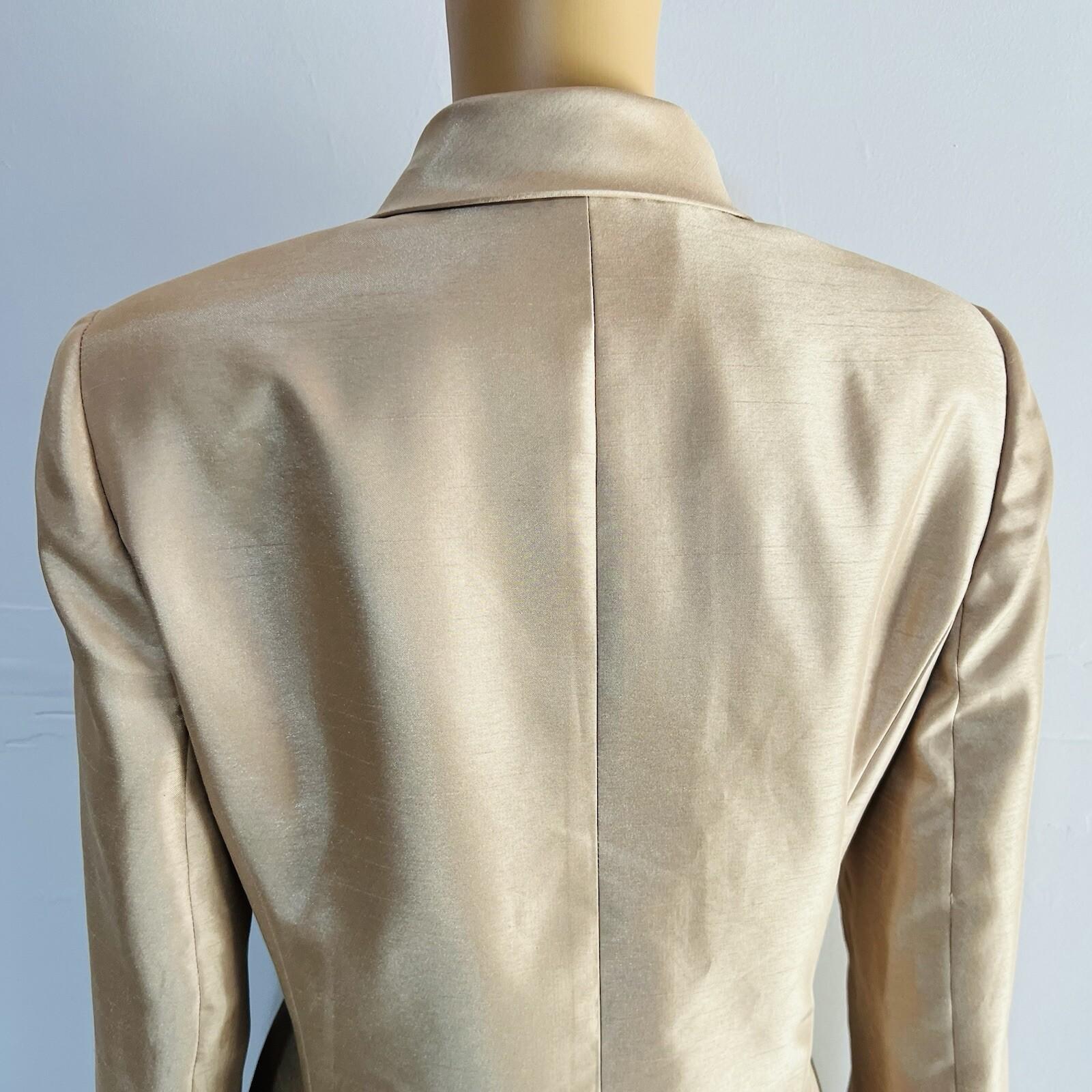 Le Suit Polyester Skirt Suit Size 8 Champagne Lined Shawl Collar Wrap 2PC New