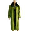 St Anthony Polyester Dress Suit Size 14 Green Black Faux fur Collar Midi 2PC