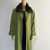 St Anthony Polyester Dress Suit Size 14 Green Black Faux fur Collar Midi 2PC