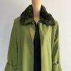 St Anthony Polyester Dress Suit Size 14 Green Black Faux fur Collar Midi 2PC