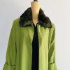 St Anthony Polyester Dress Suit Size 14 Green Black Faux fur Collar Midi 2PC