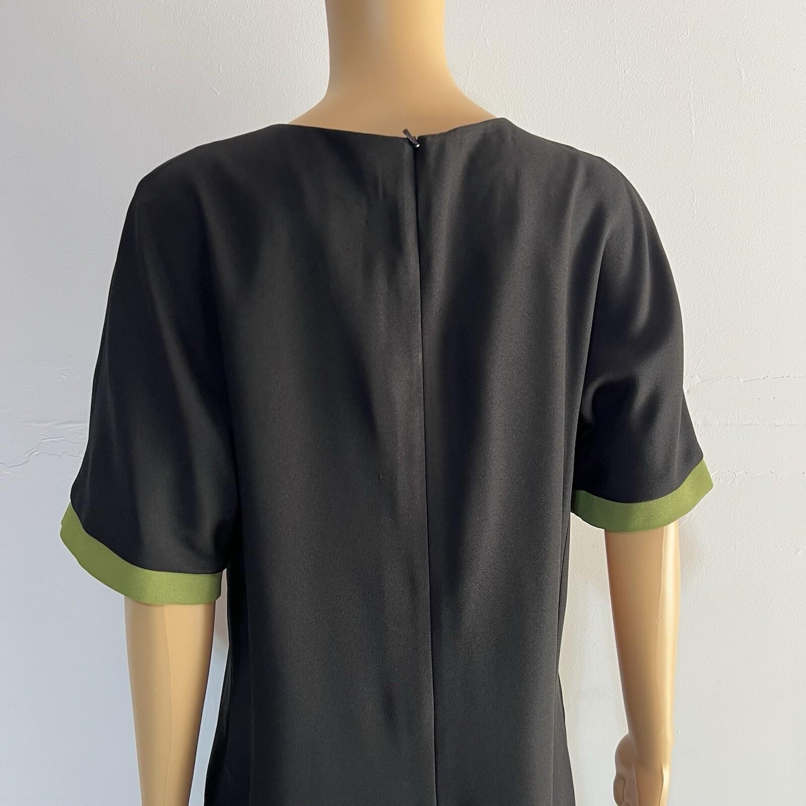 St Anthony Polyester Dress Suit Size 14 Green Black Faux fur Collar Midi 2PC